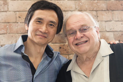 Artistic director Li Cunxin, left, and eminent British-American choreographer Ben Stevenson at the Queensland Ballet's rehearsal for "The Nutcracker". Photo by Christian Tiger 