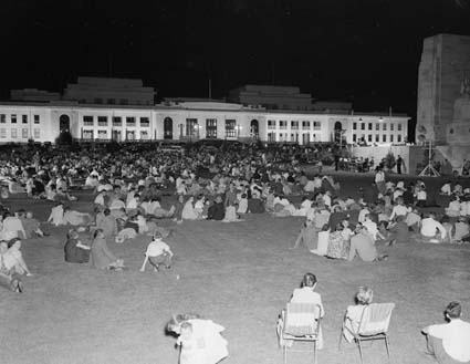 The YMCA's Christmas Eve Carols by Candlelight on the lawns of the then Parliament House in 1958. Photo by W Pedersen