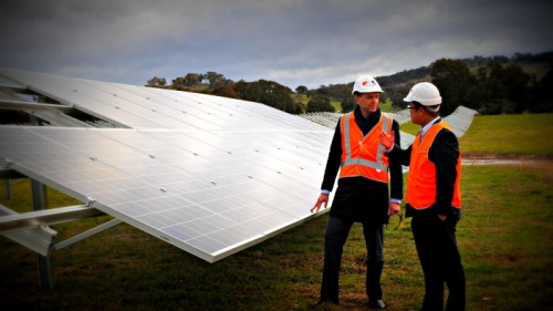 Solar panels slide into the Mugga Lane Solar Park