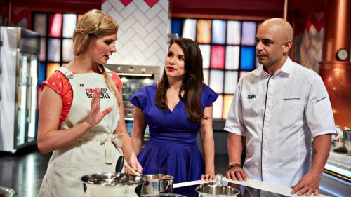 Ali King flying the Canberra flag on ‘Zumbo’s Just Desserts’