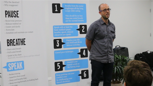 Stuttering Ross learns how to work the talk