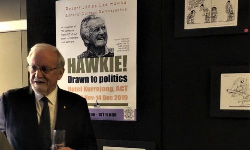 Exhibition opening draws on more than Hawkie’s face