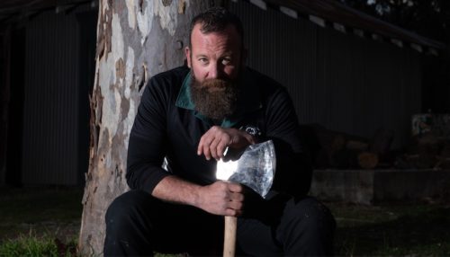 Shaun takes up woodchopping and builds a club