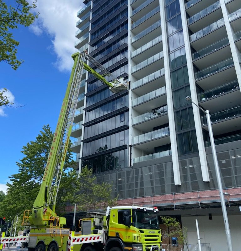 Winds creates cladding danger on city building