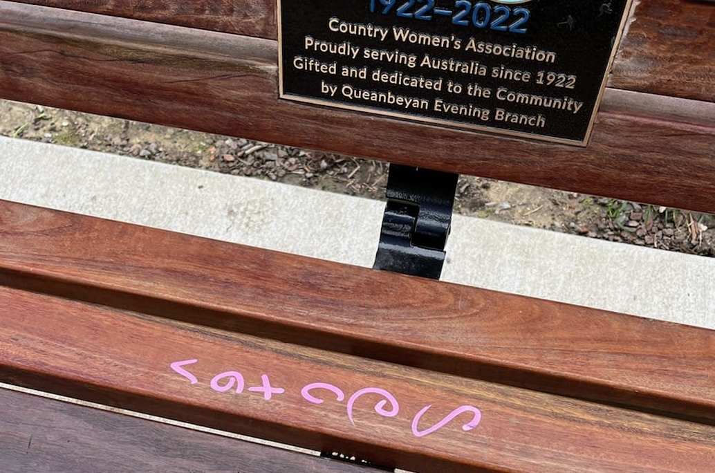 CWA seat tagged by graffiti vandals