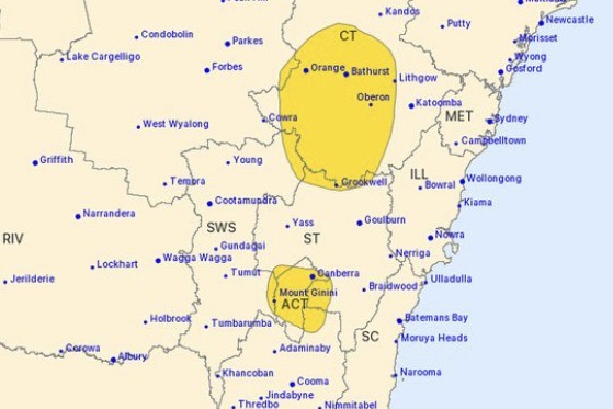 Severe thunderstorm warning for Canberra