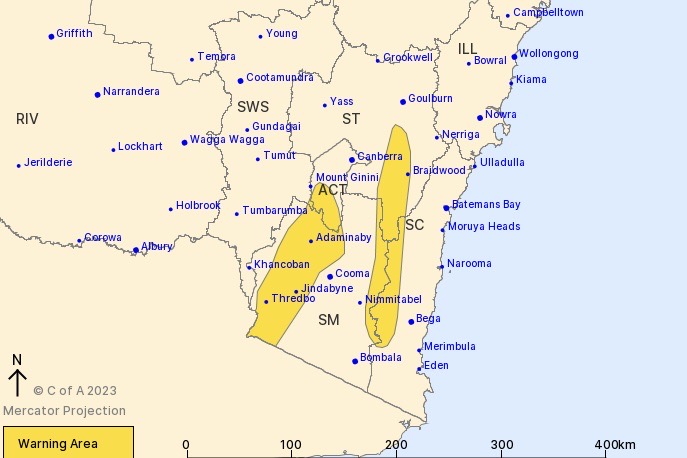 Severe weather forecast for ACT and surrounds