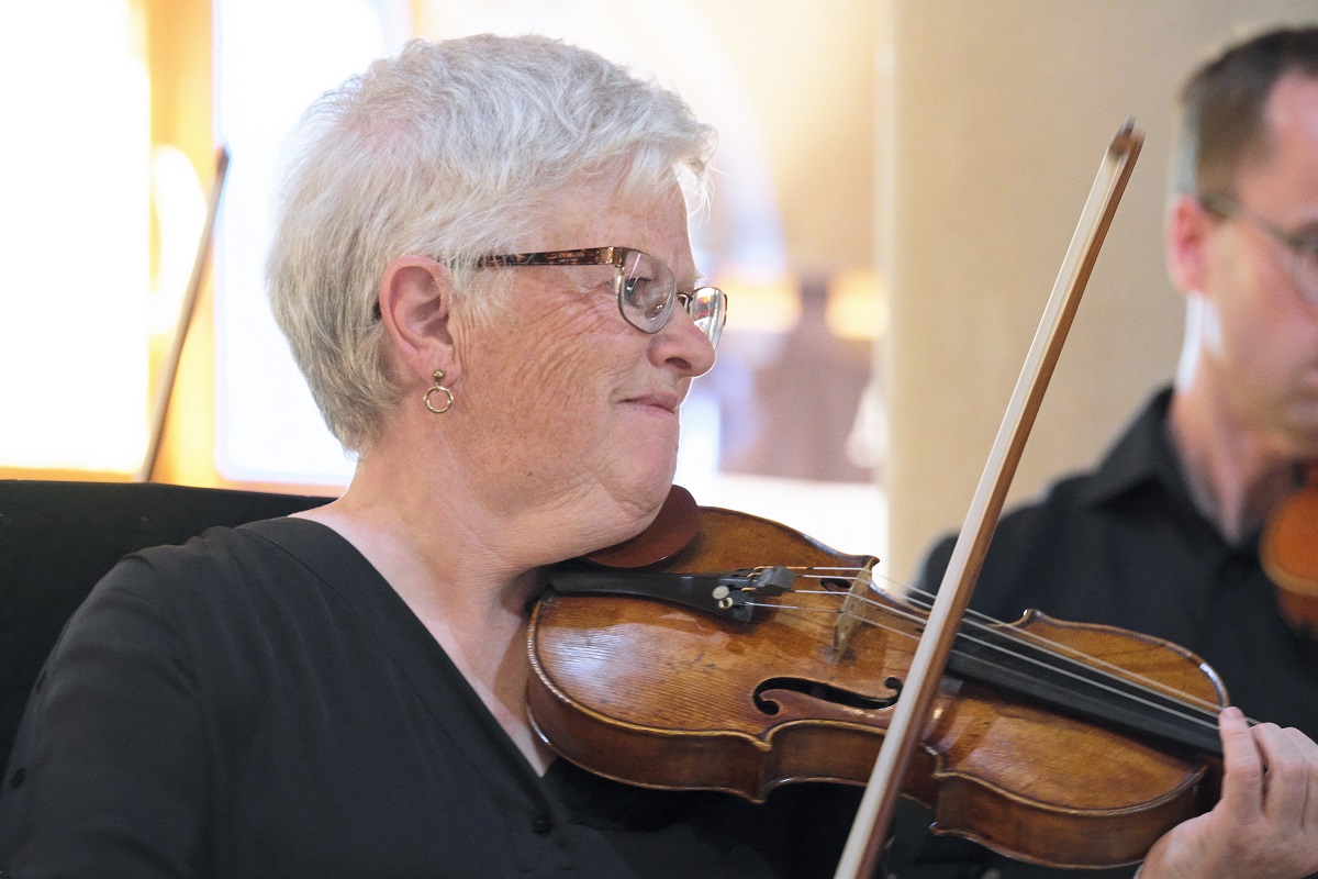 Former director Barbara Jane Gilby plays with Canberra Strings. Photo: Peter Hislop