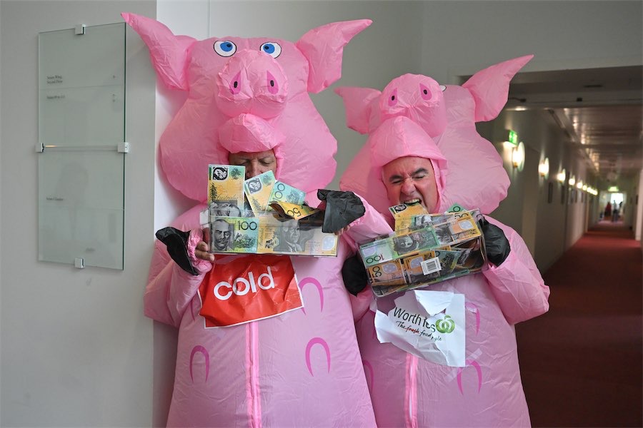 Piggy pollies squeal for end to greedy grocers