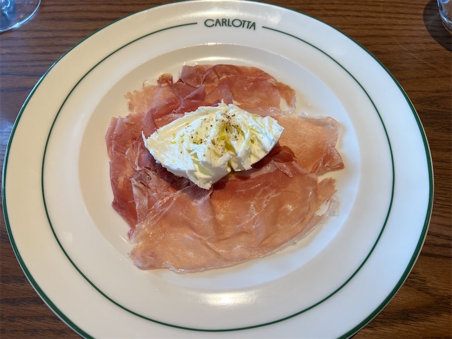 Thinly sliced Prosciutto di San Daniele… with fresh buffalo mozzarella sourced from Italy. Photo: Wendy Johnson